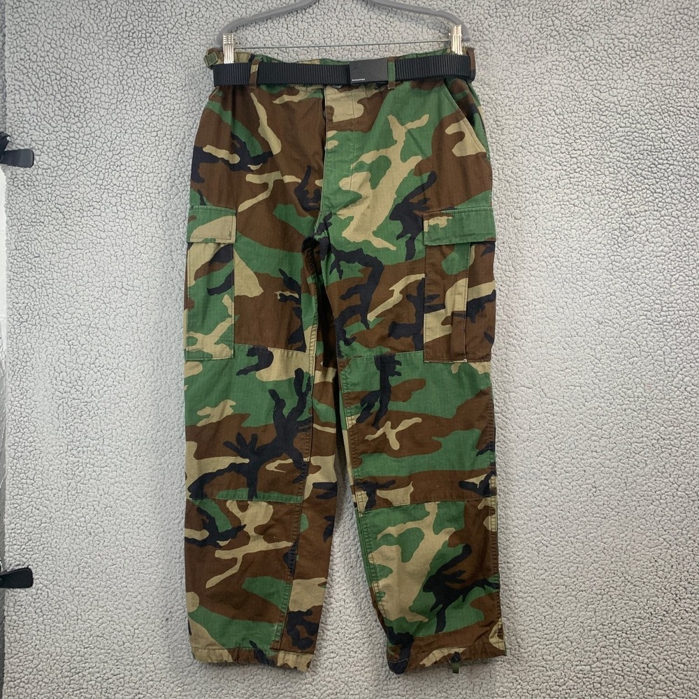 PROPPER Pants Men's Woodland Camo L/S Cargo Military Tactical Belted Ripstop